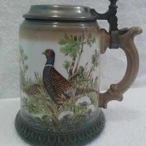 Vtg German Stein Pheasants Marked Crown N Dresden